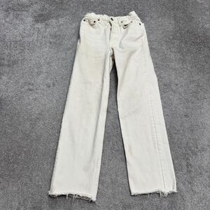RE/DONE 70s Stove Pipe High Rise Button Fly Denim Jeans Womens 26 Beige Stretch